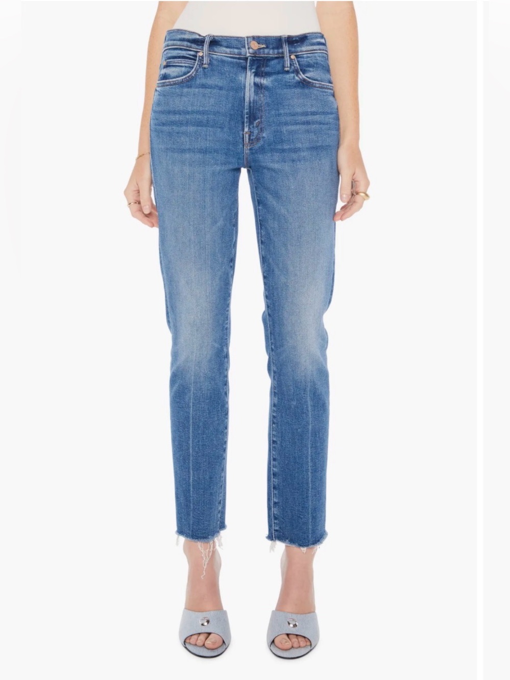 MOTHER Denim The Rascal Ankle Fray Jeans Opposites Attract Size 30